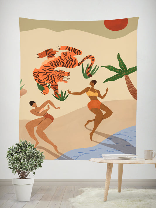 Bohemian Tiger Tapestry Close-up Texture – Soft Peach Skin Velvet