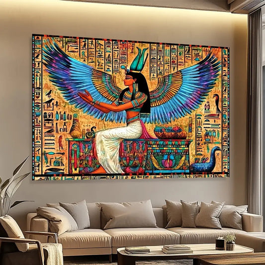 Egyptian Tapestry Hanging in Living Room – Isis Wings Wall Art Home Decor