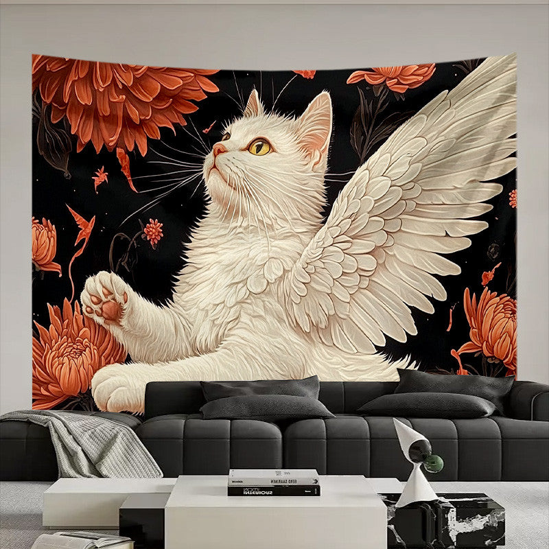 Oil Painting Cat Tapestry Size Reference Wall Hanging Home Decor Boho
