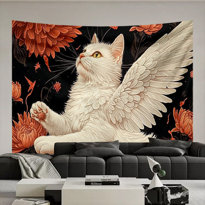 Oil Painting Cat Tapestry Size Reference Wall Hanging Home Decor Boho
