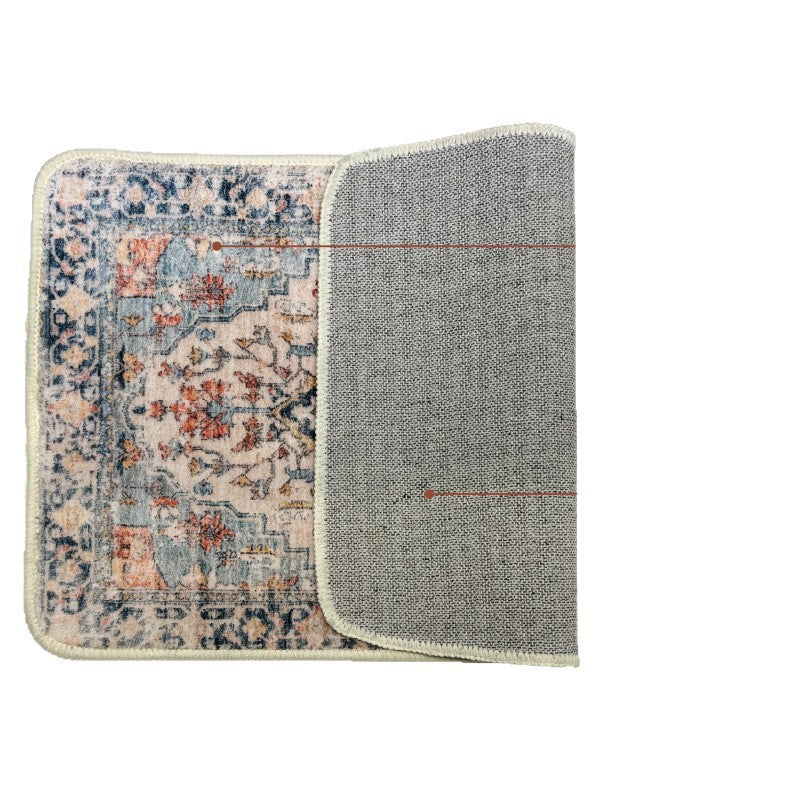 Imitation Wool Carpet Close Up Detail Texture Bohemian Non-Slip Washable Rug