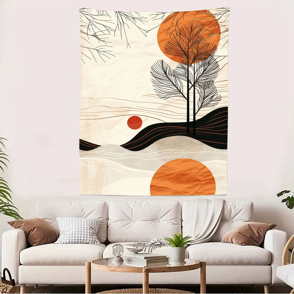 Nordic Morandi Wall Tapestry – Aesthetic Earth Tone Bedroom Tapestry