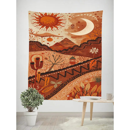 Morandi Cactus Tapestry Bedroom Styling – Aesthetic Hanging Cloth