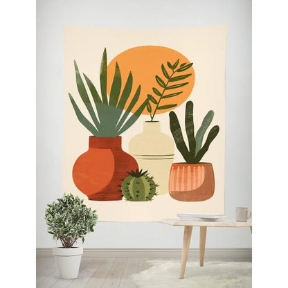 Nordic Cactus Tapestry Wall Hanging – Dorm Room Aesthetic Decor