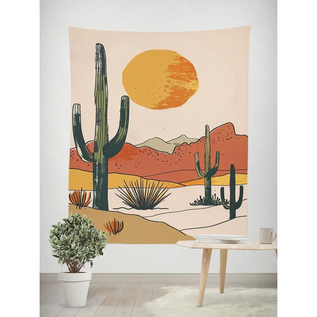 Morandi Cactus Tapestry Size Guide – Multiple Sizes Available