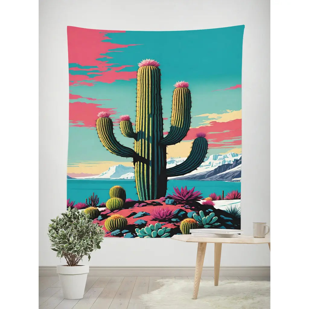 Morandi Cactus Wall Hanging Tapestry – Living Room Decor Idea