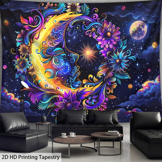 Sun Moon Stars Boho Tapestry Color 1 – Celestial Wall Hanging Bedroom Decor