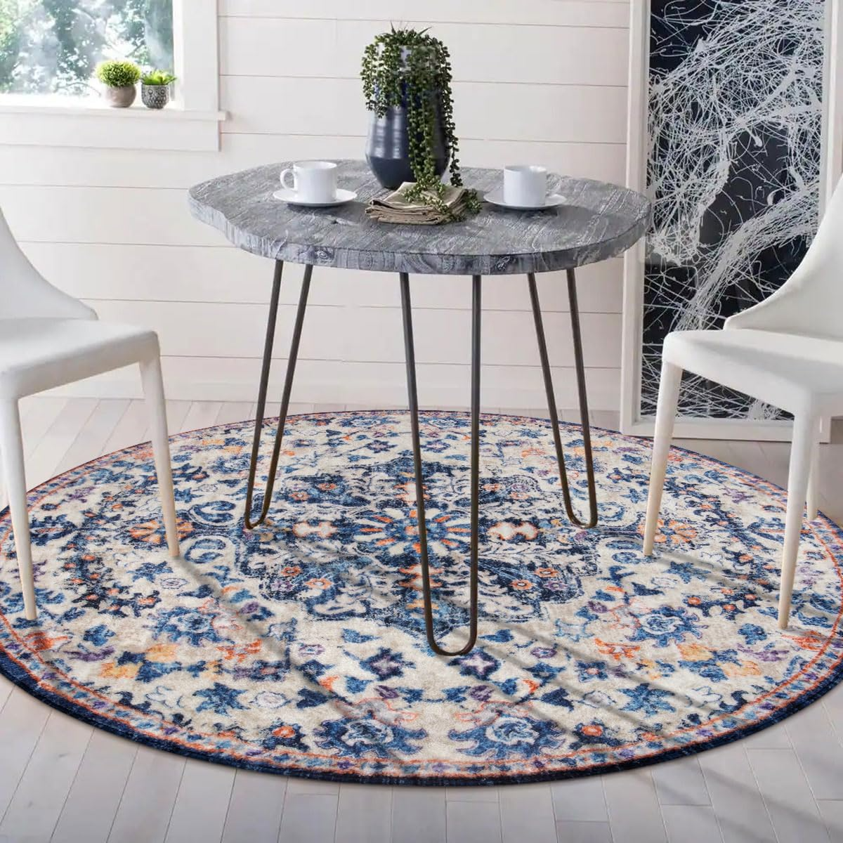 Round rug care instructions – machine washable faux cashmere Persian carpet