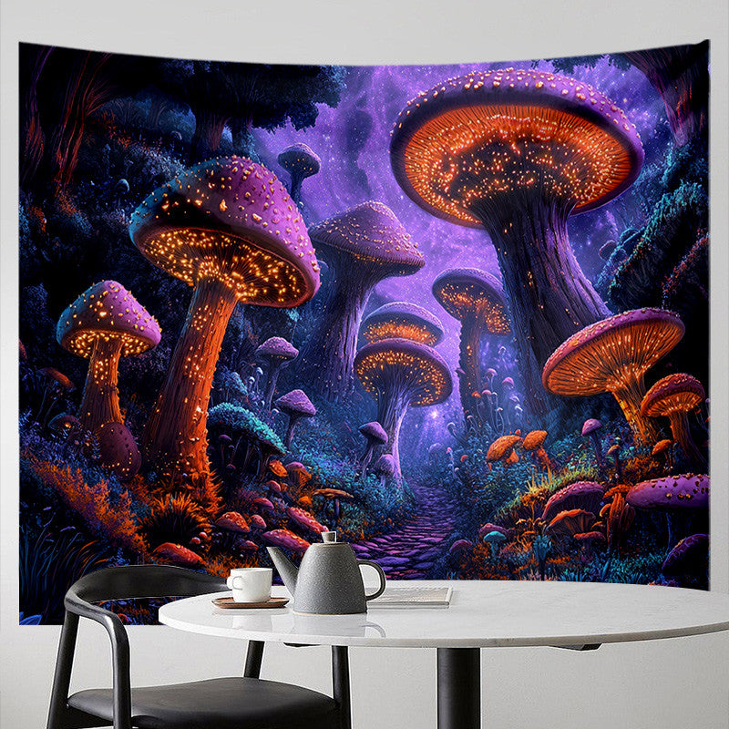 Mushroom Tapestry Close Up Detail Fabric Dreamy Aesthetic Wall Hanging Decor