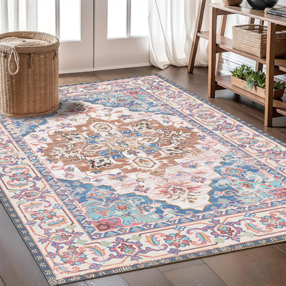 Bohemian Wool Rug Styled Living Room Non-Slip Machine Washable Area Carpet