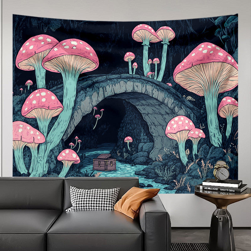 Dreamy Mushroom Tapestry Wall Hanging Aesthetic Boho Living Room Home Decor