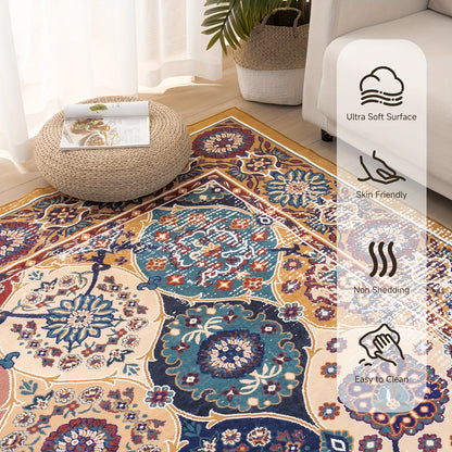 Persian Rug Size Reference Anti-Slip Foldable Washable Faux Cashmere Carpet