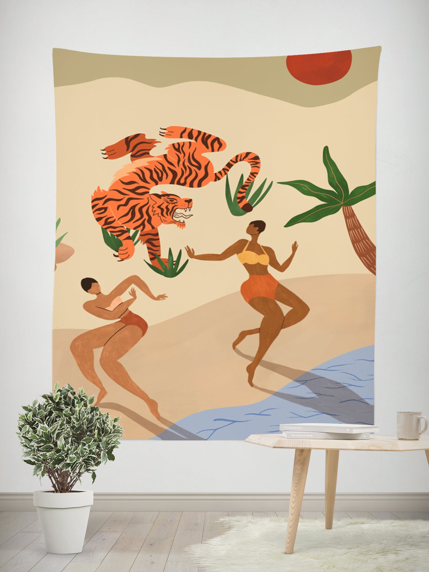 Bohemian Tiger Tapestry Close-up Texture – Soft Peach Skin Velvet