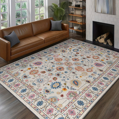 Persian Rug Foldable Washable Carpet Living Room Large Area Anti-Slip Decor