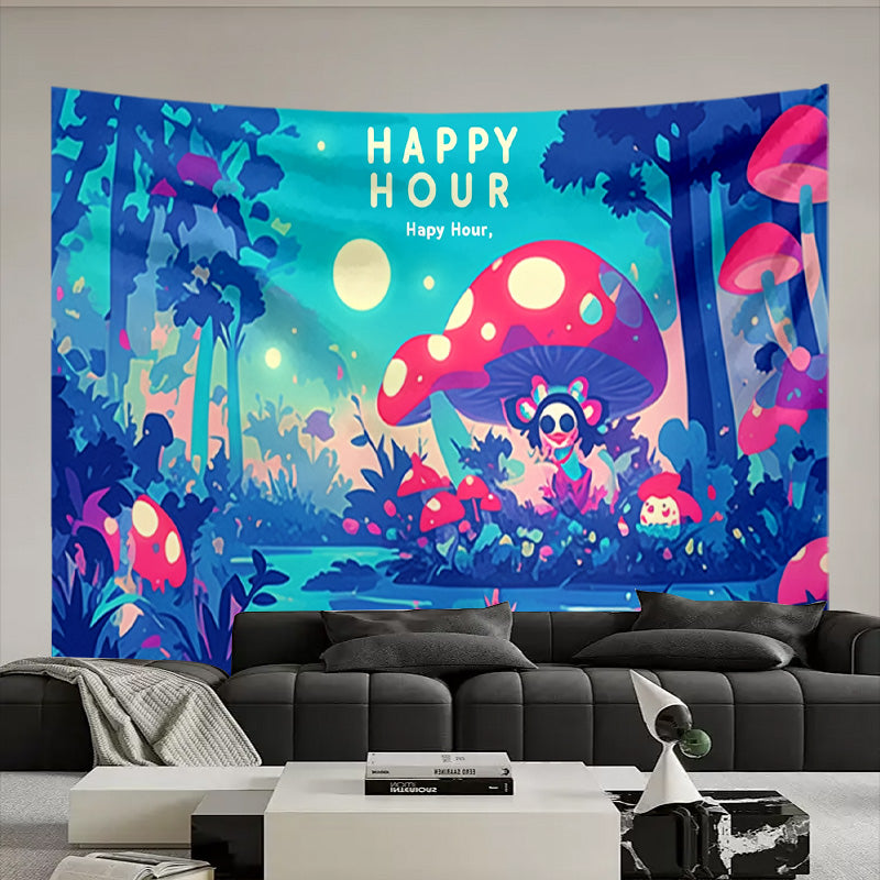 Dreamy Mushroom Tapestry Size Reference Wall Hanging Aesthetic Home Decor