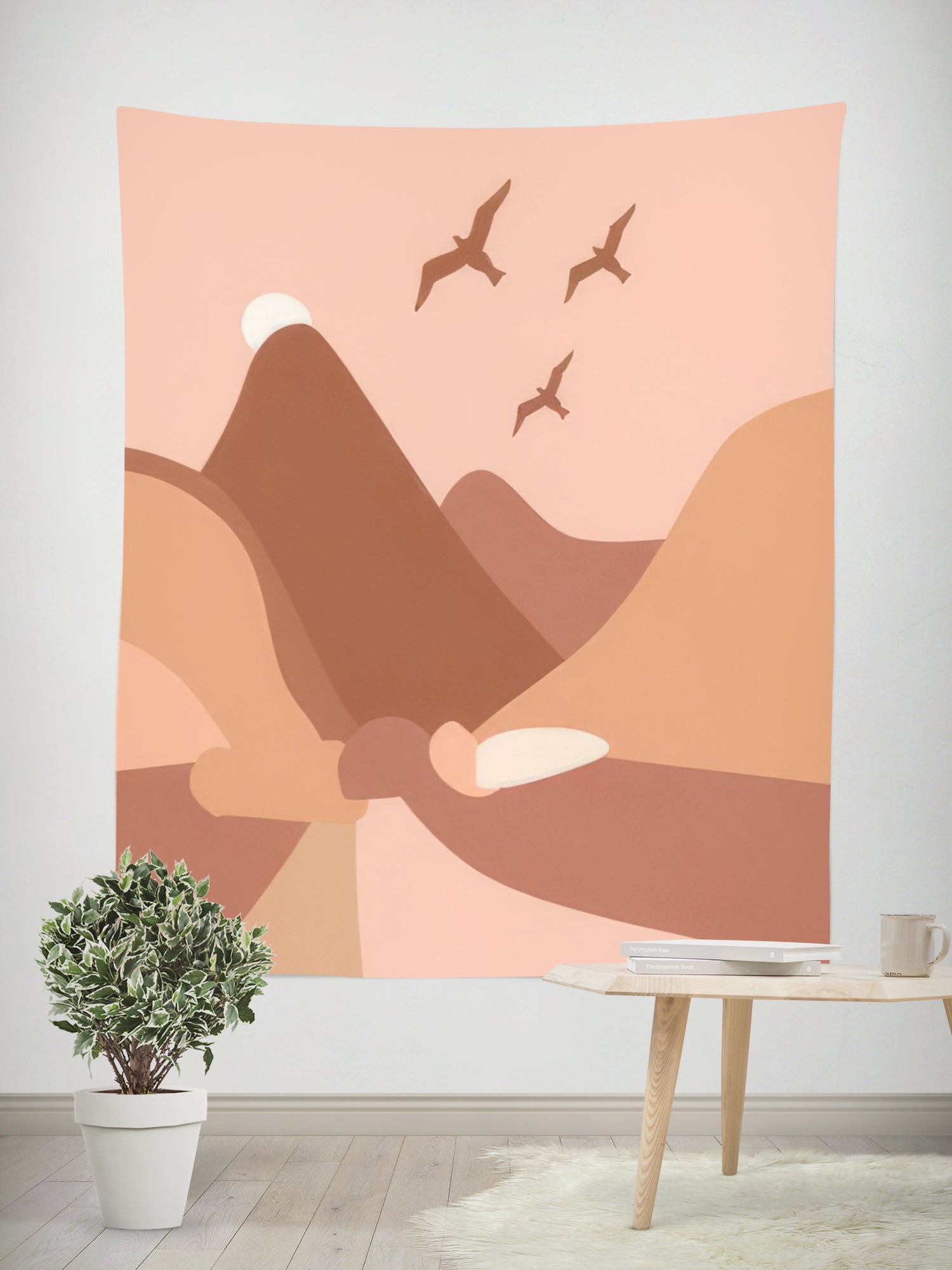 Morandi Bohemian Tapestry – Bedroom Aesthetic Detail Close-up