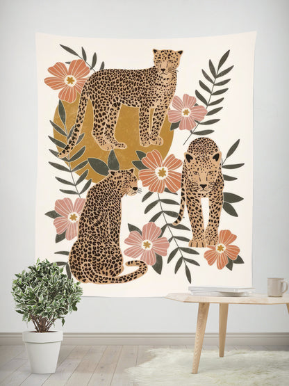 Woman Tiger Tapestry Bedroom Wall Decor – Bohemian Aesthetic Style