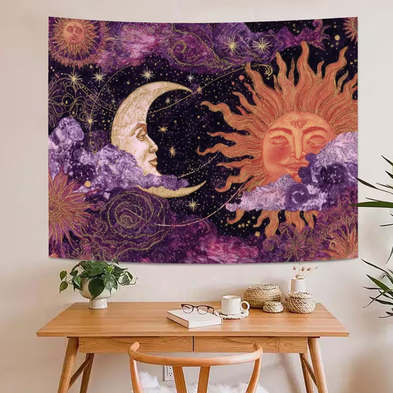 Sun Moon Stars Boho Tapestry Color 2 – Celestial Wall Hanging Bedroom Decor