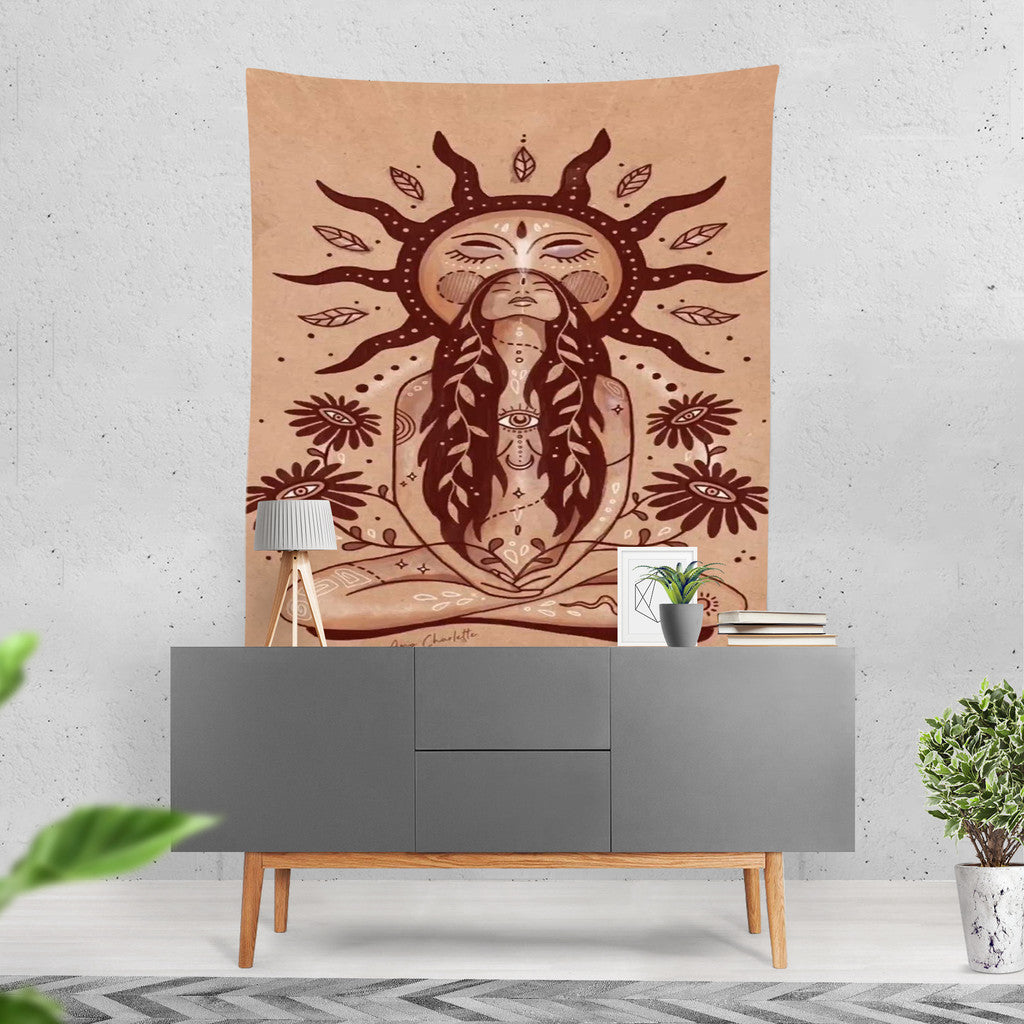 图4：Ethnic Boho Tapestry Close Up Detail Fabric Hippie Wall Hanging Decor