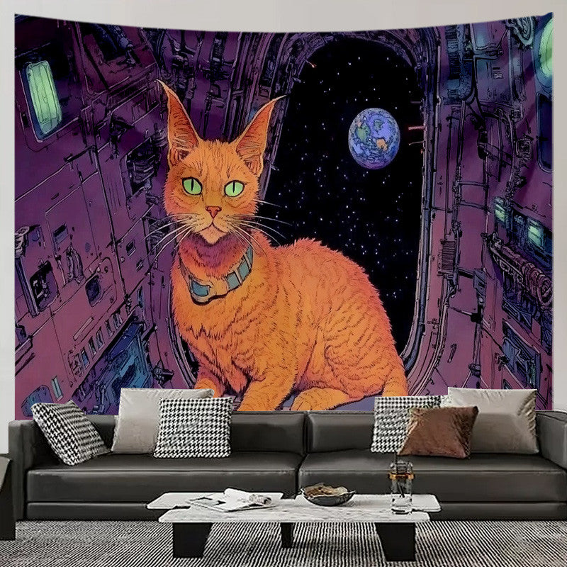 Oil Painting Cat Tapestry Size Reference Wall Hanging Home Decor Boho