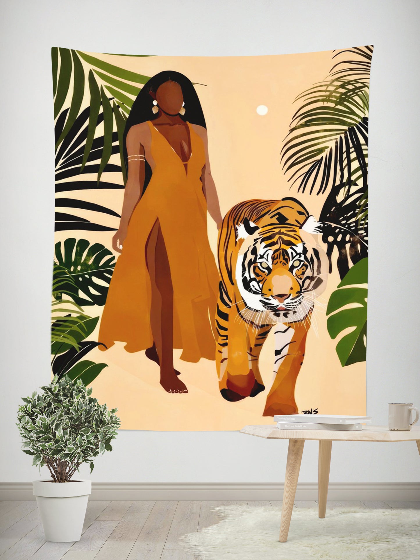 Bohemian Tiger Tapestry Detail Shot – HD Print Wall Hanging