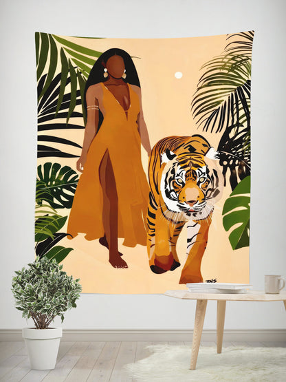 Bohemian Tiger Tapestry Detail Shot – HD Print Wall Hanging