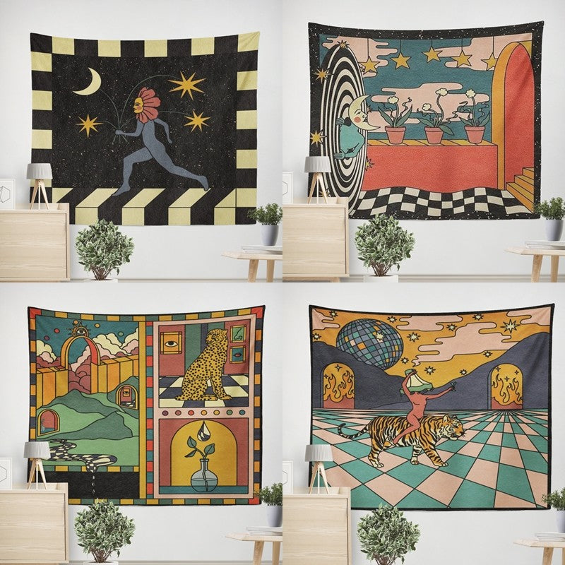 Faith World Abstract Tapestry Boho Wall Art Hippie Dorm Room Decor
