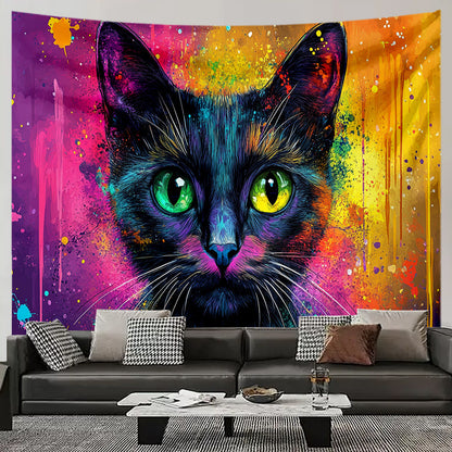 Cat Tapestry Aesthetic Boho Wall Hanging Dorm Room Home Decoration Art