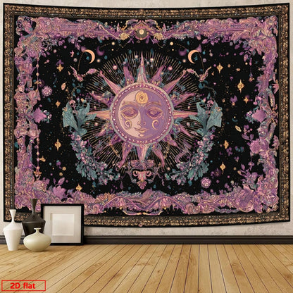 Sun Moon Stars Boho Tapestry Color 4 – Celestial Wall Hanging Bedroom Decor