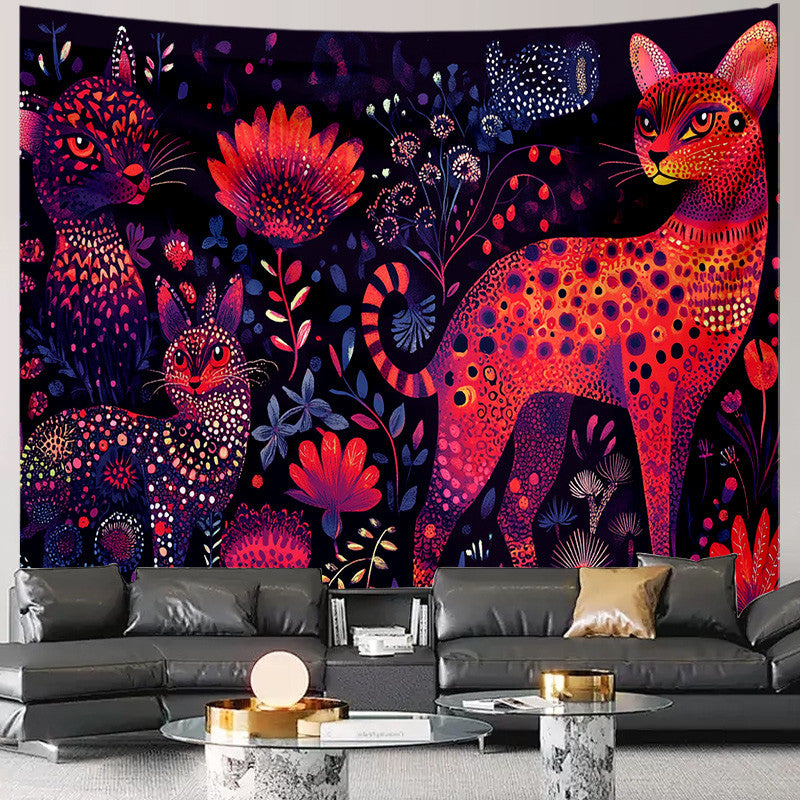Cat Tapestry Aesthetic Boho Wall Hanging Dorm Room Home Decoration Art