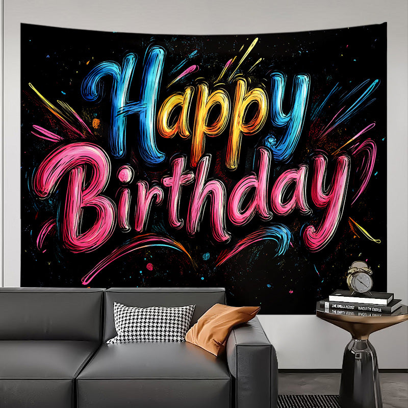 Birthday Tapestry as Party Backdrop – Festive Fabric Room Decoration