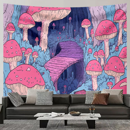 Dreamy Mushroom Tapestry Wall Art Aesthetic Boho Bedroom Home Decor