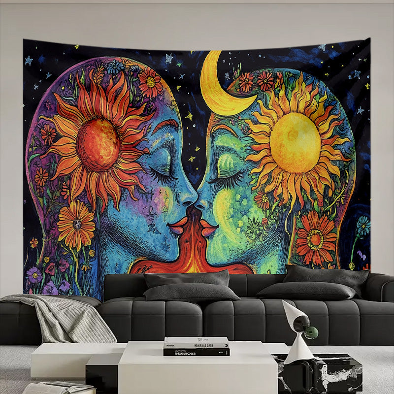 Mystical Moon Sun Tapestry – Boho Aesthetic Home Wall Decoration