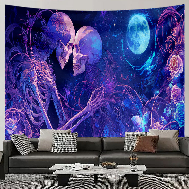 Skull Pattern Wall Tapestry – Gothic Artistic Home Decor Fabric