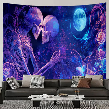 Skull Pattern Wall Tapestry – Gothic Artistic Home Decor Fabric