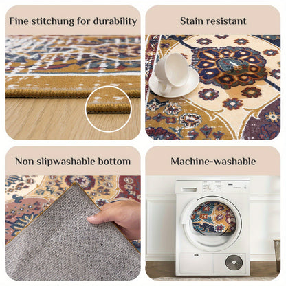 Persian Rug Styled Living Room Large Area Full Coverage Washable Carpet