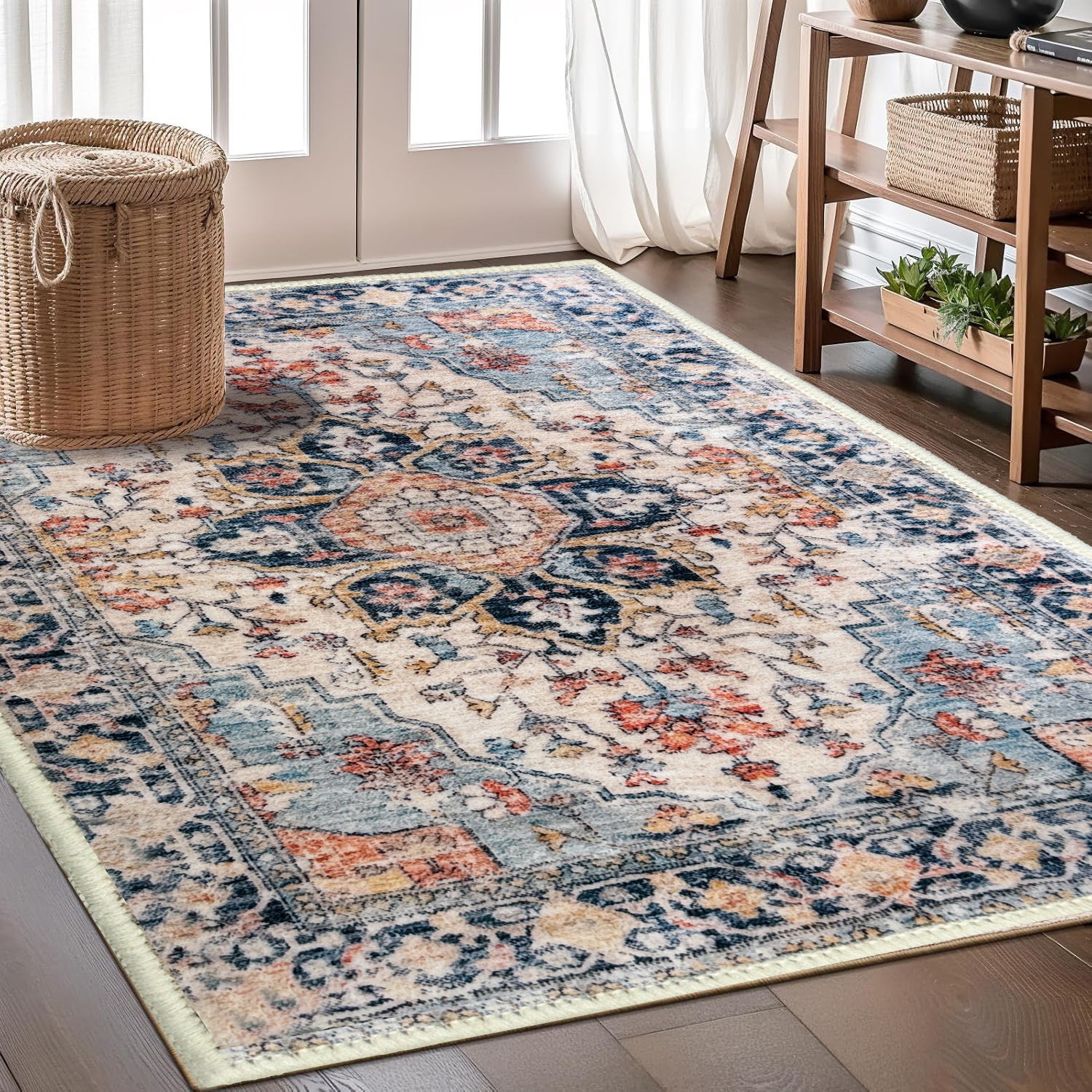 Imitation Wool Carpet Size Reference Bohemian Non-Slip Washable Living Room Rug
