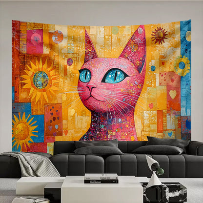 Oil Painting Cat Tapestry Size Reference Wall Hanging Home Decor Boho