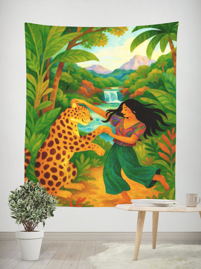 Bohemian Tiger Wall Tapestry Flat Lay – Living Room Decor Hanging Cloth