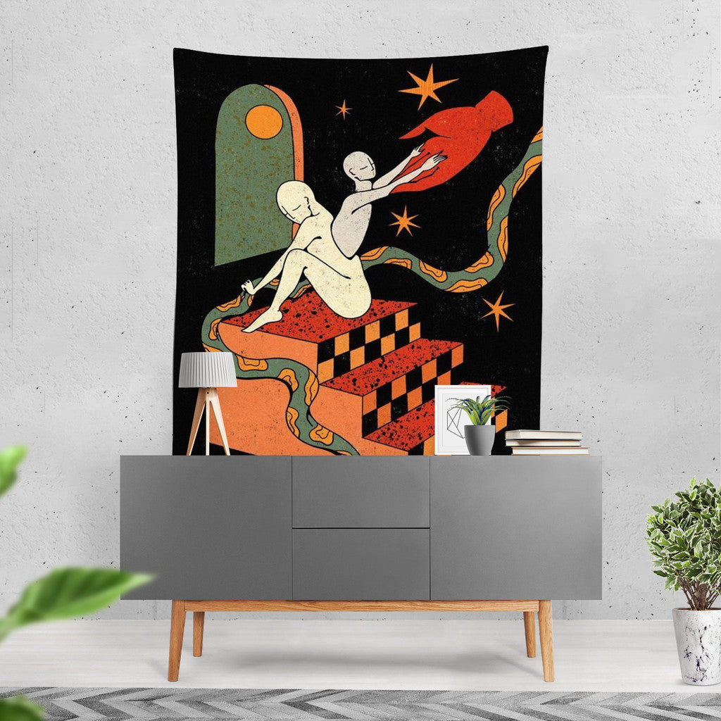 图5：Ethnic Boho Tapestry Close Up Detail Fabric Hippie Wall Hanging Decor