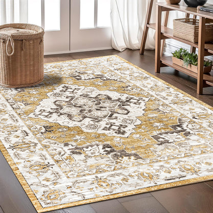 Bohemian Wool Rug Styled Living Room Non-Slip Machine Washable Area Carpet
