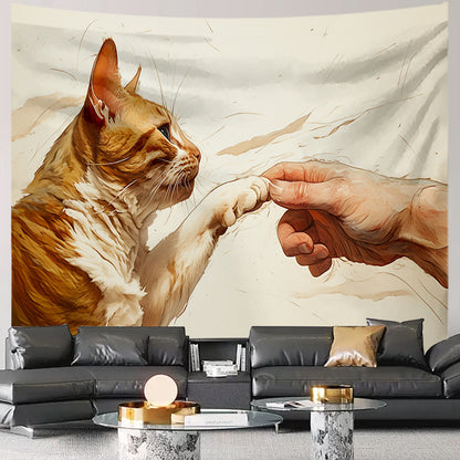 Cat Tapestry Aesthetic Boho Wall Hanging Dorm Room Home Decoration Art