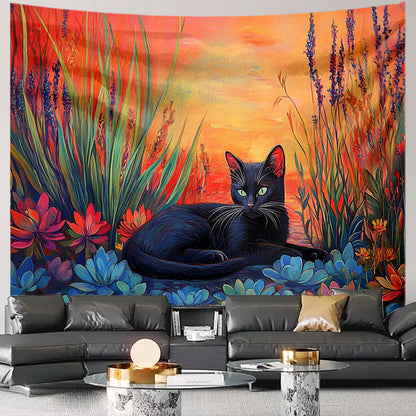 Cat Tapestry Styled Bedroom Oil Painting Boho Wall Art Home Decoration