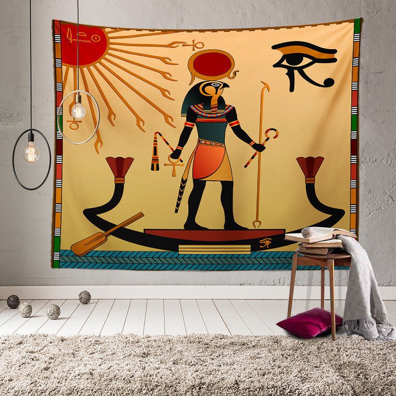 Egyptian God Anubis Tapestry – Ancient Hieroglyphics Wall Hanging Decor