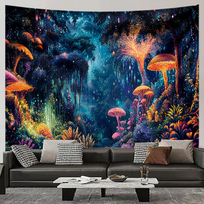 Dreamy Mushroom Tapestry Styled Bedroom Aesthetic Boho Wall Art Home Decor