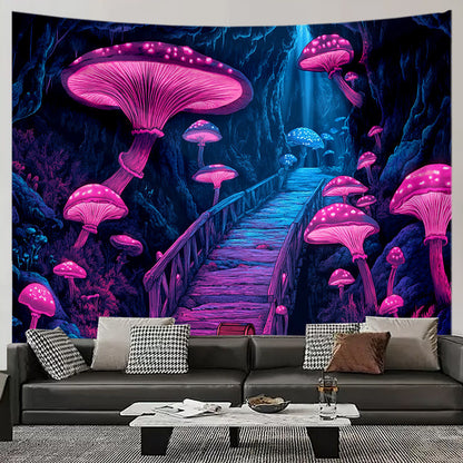 Dreamy Mushroom Tapestry Styled Bedroom Aesthetic Boho Wall Art Home Decor