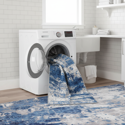 Machine washable watercolor abstract area rug, non-slip large rug for living room