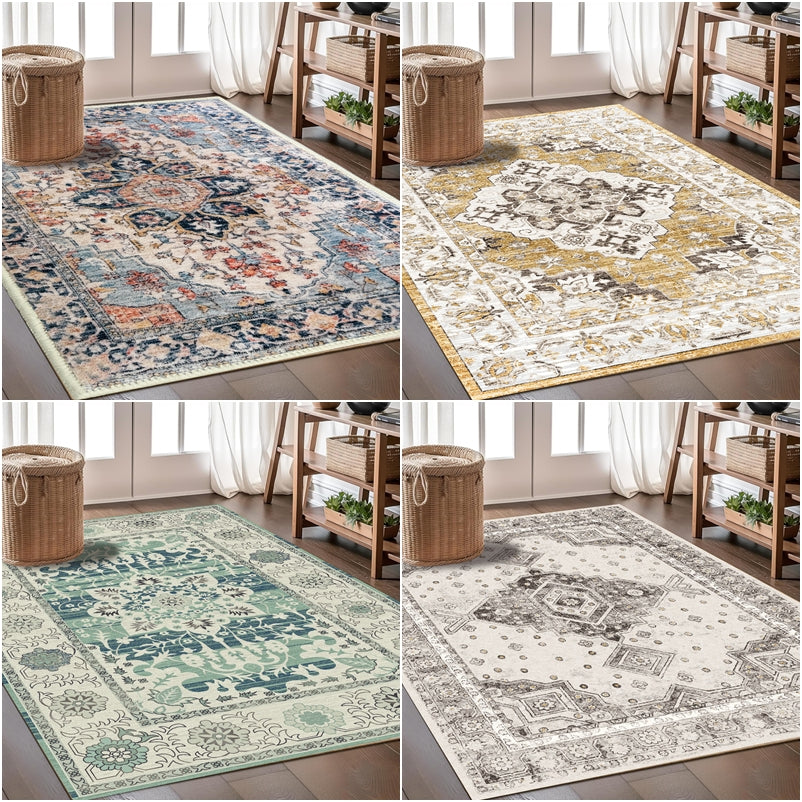 Bohemian Area Rug 8x10 9x12 Multiple Colors Green Blue Beige Gray Machine Washable Non-Slip Large Living Room Rug