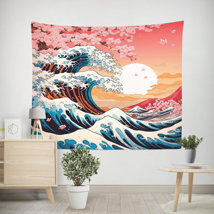 Japanese Wave Tapestry Bedroom Wall Decor – Aesthetic Hanging Cloth